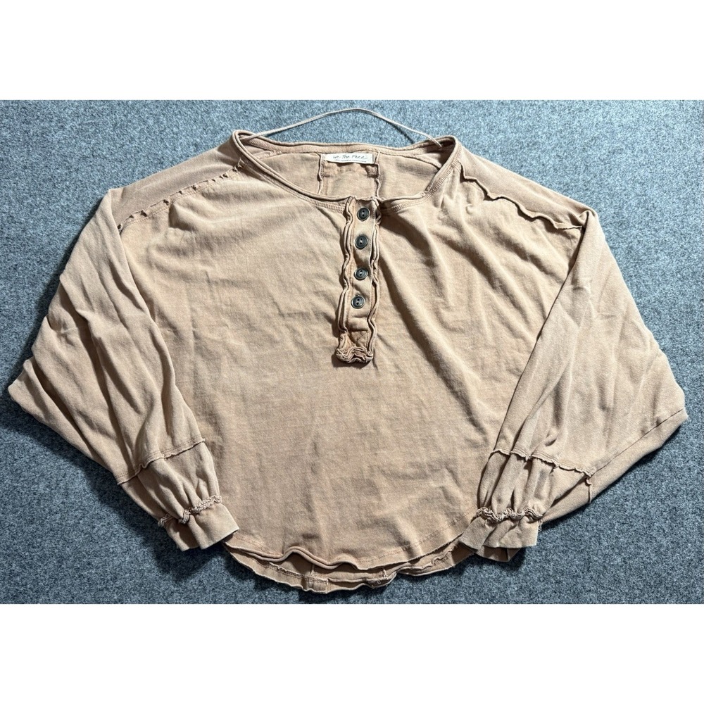 We The Free Melodi Henley Top Sz Lā Dolman Sleeve Cropped Boho Casual Round Hem